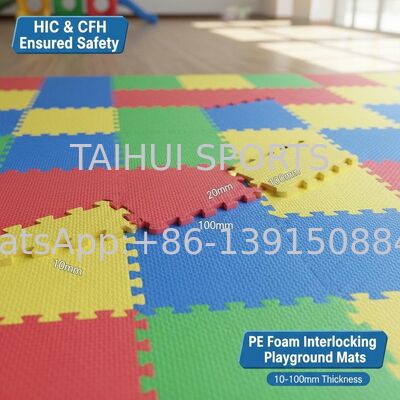 Tapete de segurança de entrelaçamento de espuma de PE com espessura de 10-100 mm e HIC e CFH assegurados para almofada de choque de playground