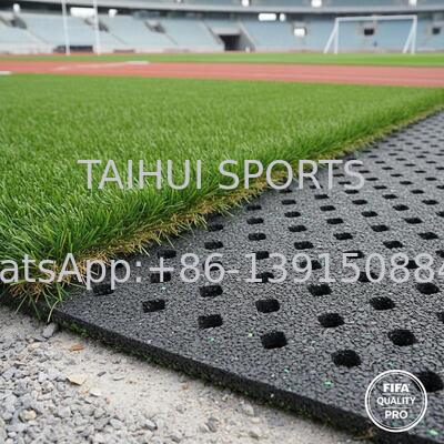 Base de amortecimento certificada pela FIFA com design de orifícios em diamante para campos desportivos de relva artificial de comprimento personalizado