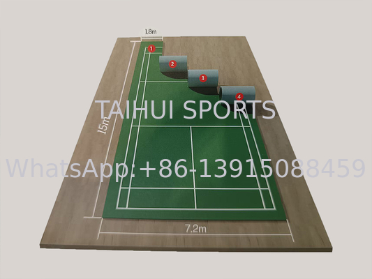 Pavimento Desportivo Durável Moderno e Ecológico de 3,5mm-8mm com Grão de Madeira para Basquetebol/ Voleibol/ Ténis de Mesa/ Badminton/ Campo de Pickleball